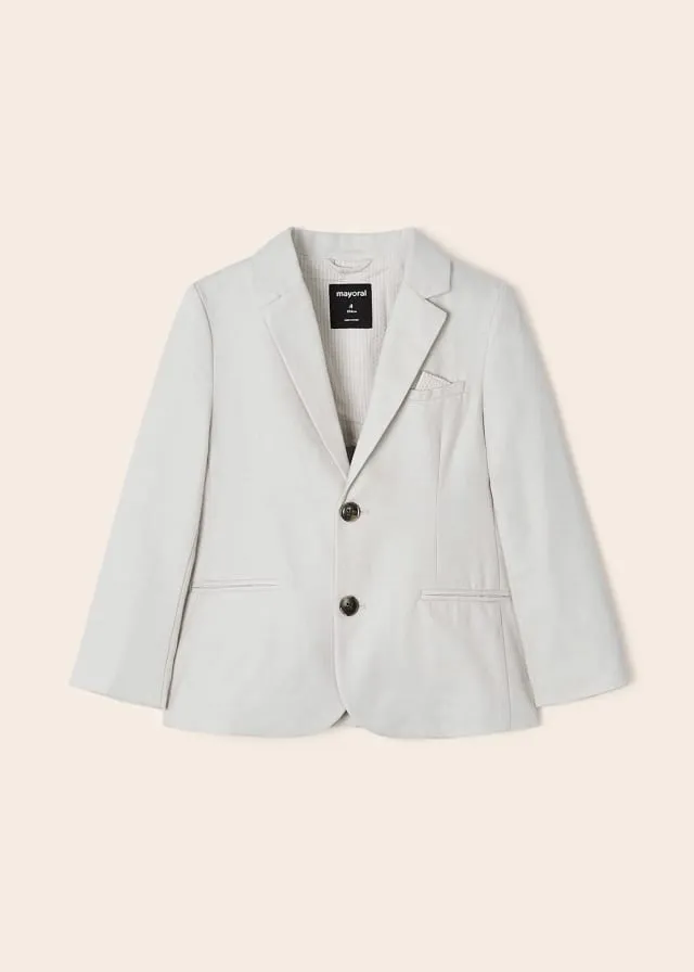 3452 Mayoral Mini Boys Tailored Dress Blazer Jacket, Tapioca Linen