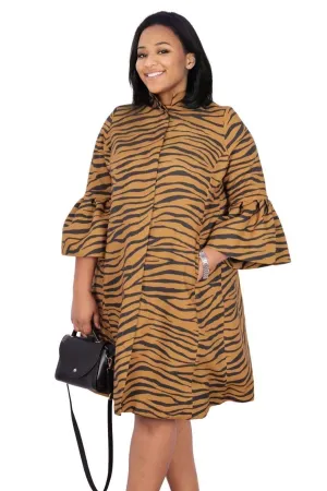 Animal Print A-Line Coat