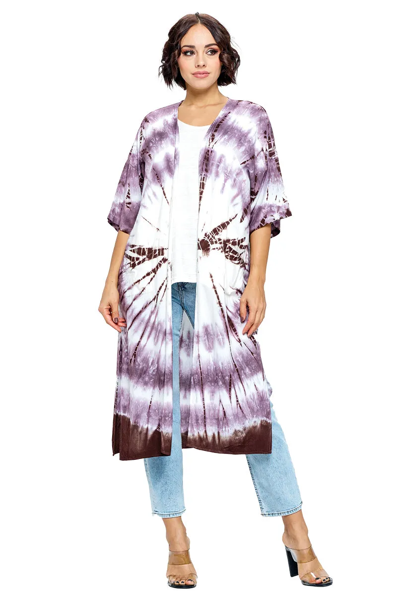Blue Kimono Boho Style Tie Dye