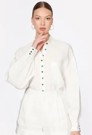 Cami NYC  Belkis Turquoise Top in White