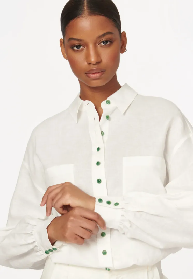 Cami NYC  Belkis Turquoise Top in White