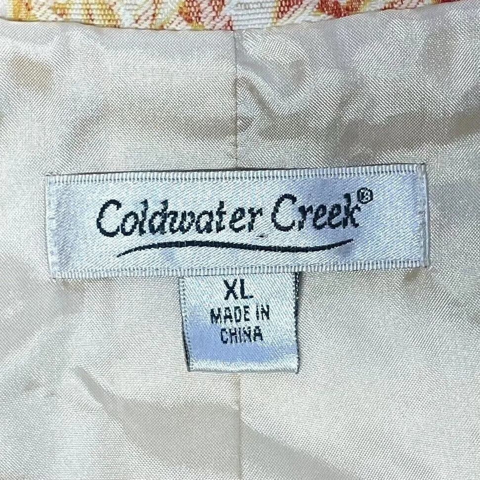Coldwater Creek Women's Fitted Jacket Floral Paisley Tapestry Red Yellow Size XL