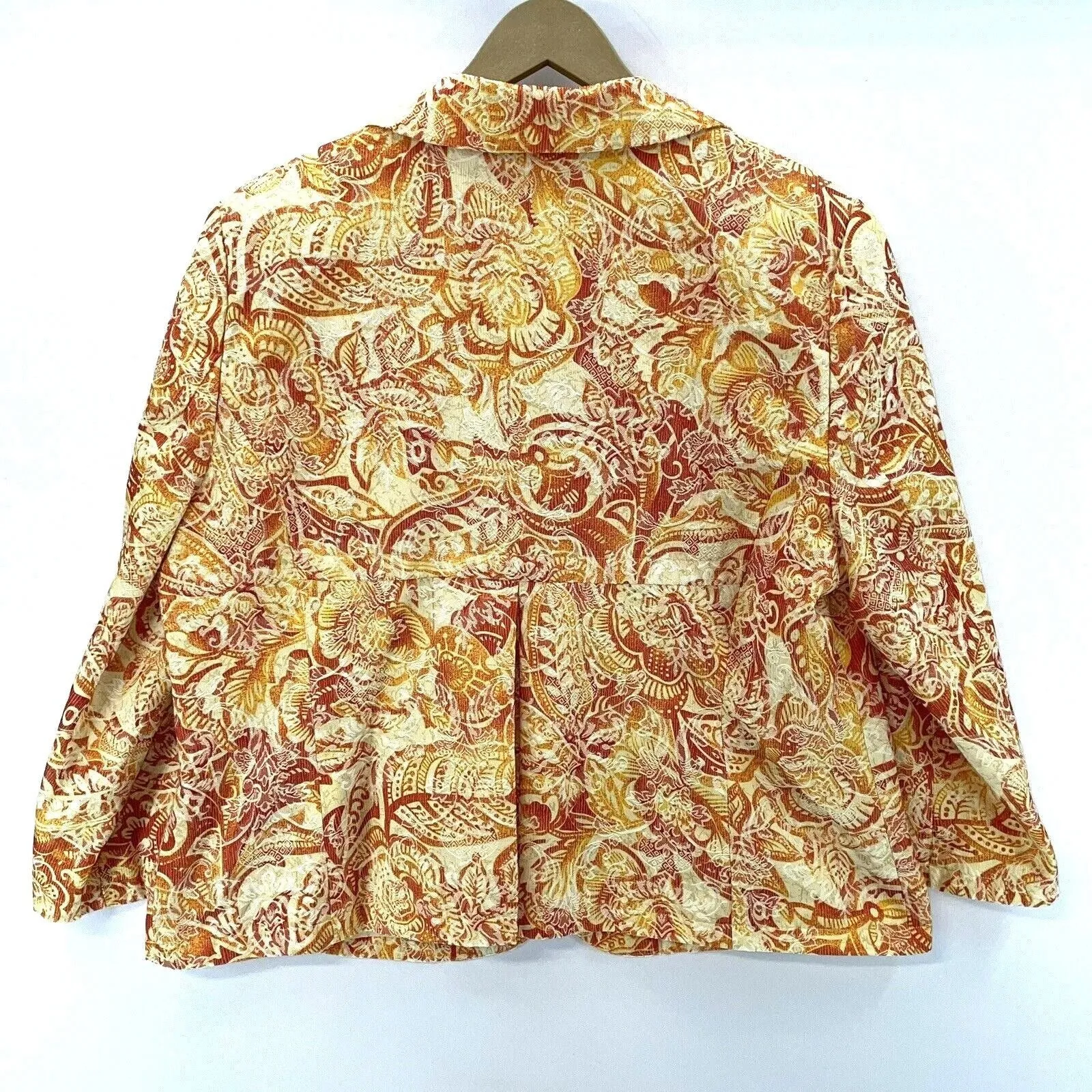 Coldwater Creek Women's Fitted Jacket Floral Paisley Tapestry Red Yellow Size XL