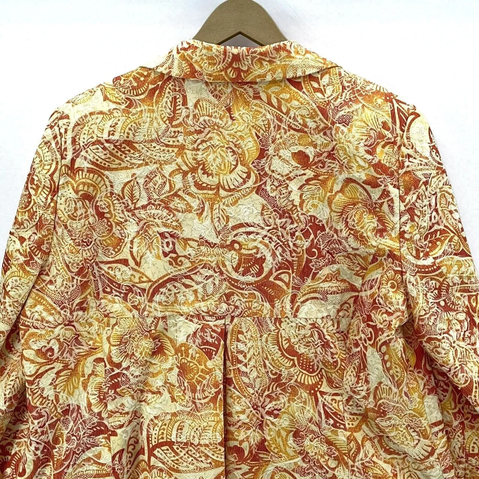 Coldwater Creek Women's Fitted Jacket Floral Paisley Tapestry Red Yellow Size XL