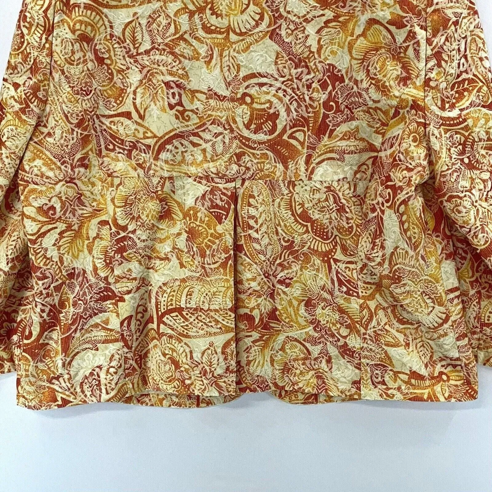 Coldwater Creek Women's Fitted Jacket Floral Paisley Tapestry Red Yellow Size XL