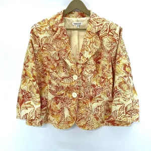 Coldwater Creek Women's Fitted Jacket Floral Paisley Tapestry Red Yellow Size XL