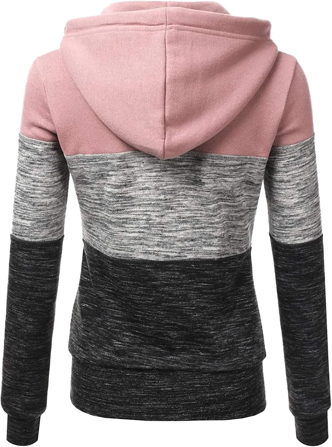 Color Block Zip Up Hoodies for Women Lightweight Thin Hooded Sweatshirt Long Sleeve Top with Pockets