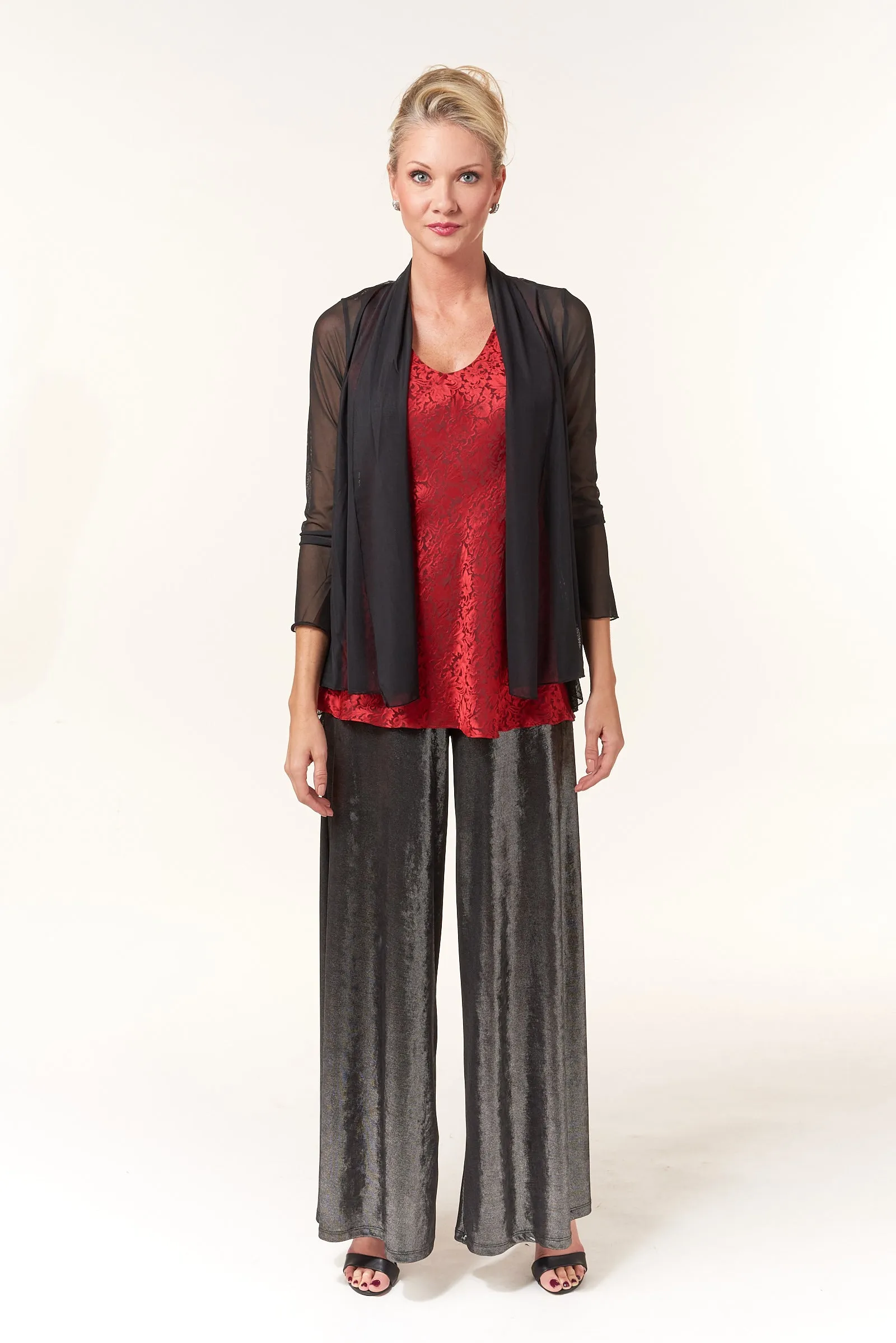 Garbolino Couture, Silk Jacquard Bias Cut Sleeveless Top in Red