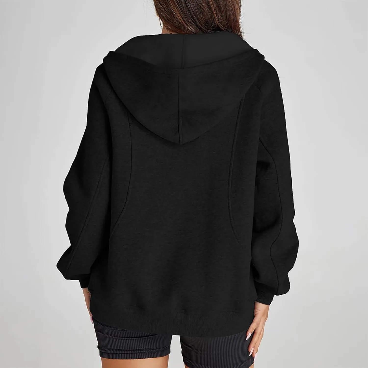 Half Zip Pullover Women Raglan Sleeve Hooded Fleece Sweatshirt with Pockets Relaxed Fit Oversized Hoodies Preppy Tops