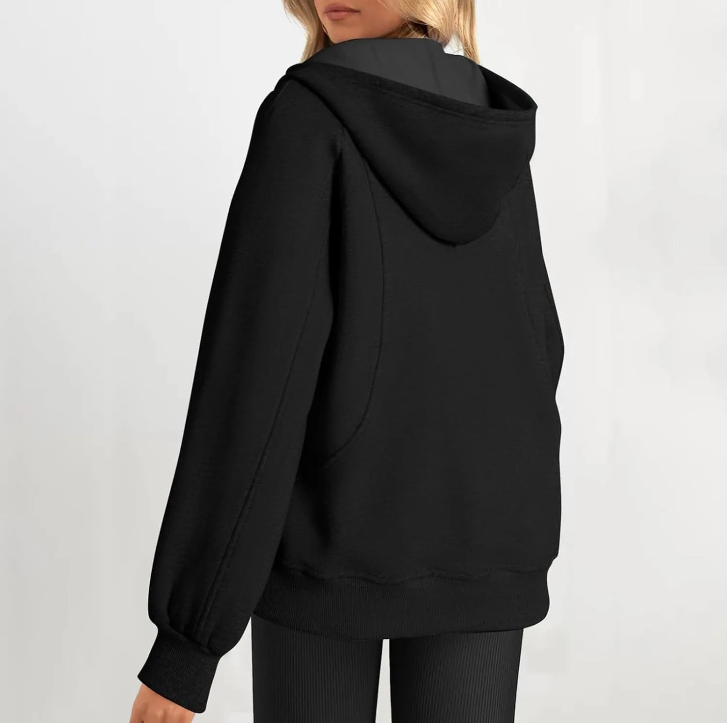 Half Zip Pullover Women Raglan Sleeve Hooded Fleece Sweatshirt with Pockets Relaxed Fit Oversized Hoodies Preppy Tops