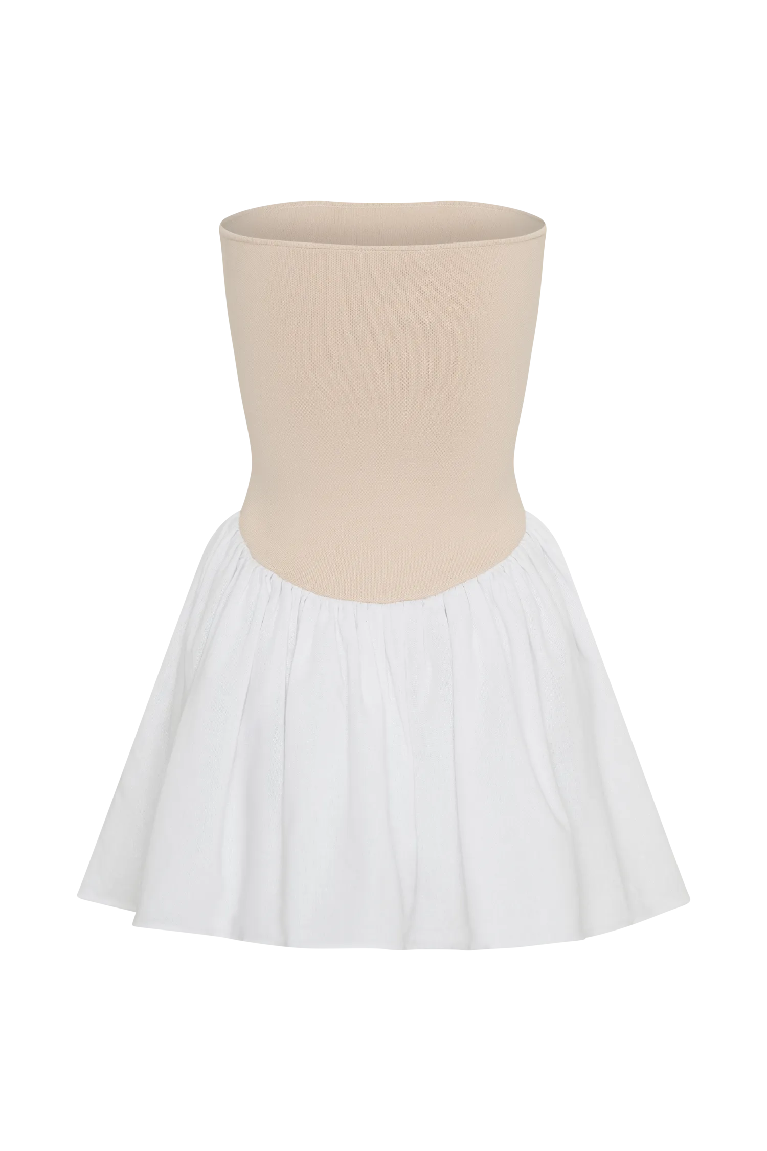 Hannah Knit And Linen Mini Dress - Natural/White