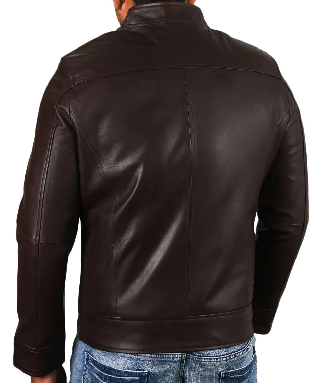 Leather Jackets Hub Mens Genuine Lambskin Leather Jacket (Black, Racer Jacket) - 1501183