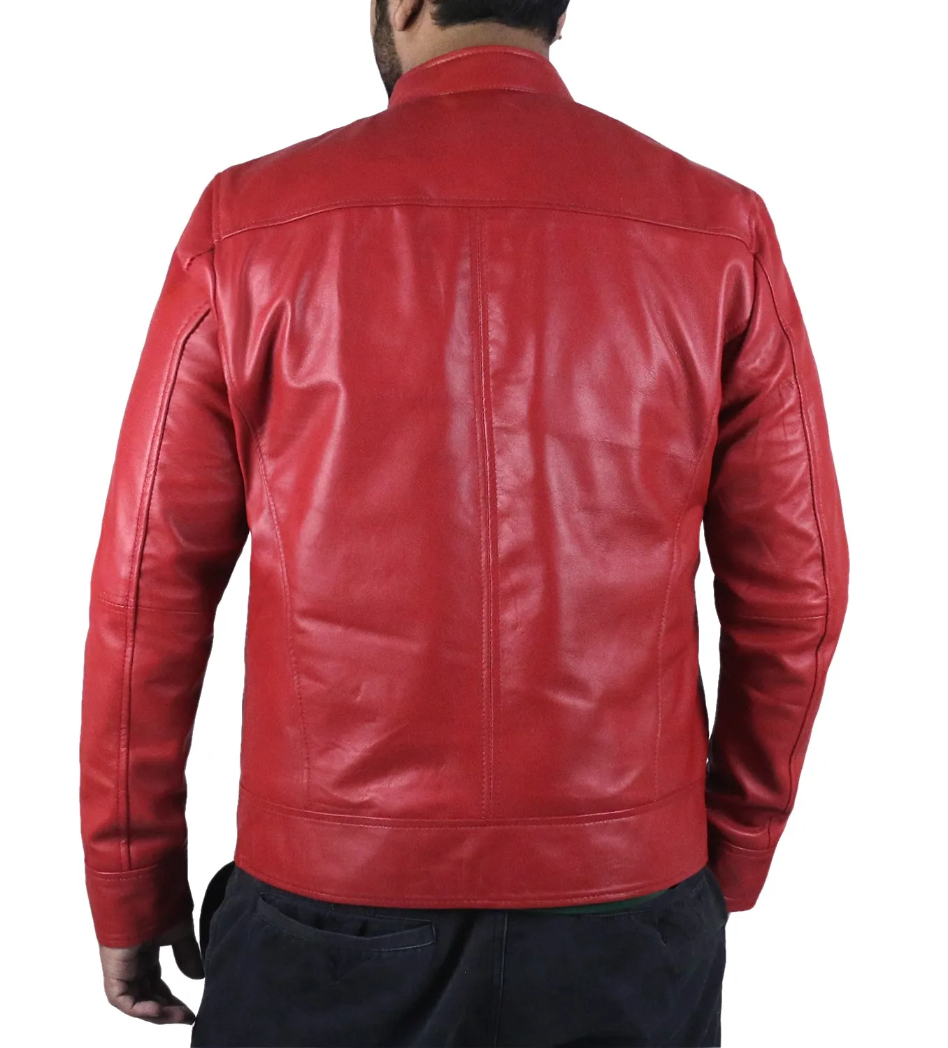 Leather Jackets Hub Mens Genuine Lambskin Leather Jacket (Black, Racer Jacket) - 1501183