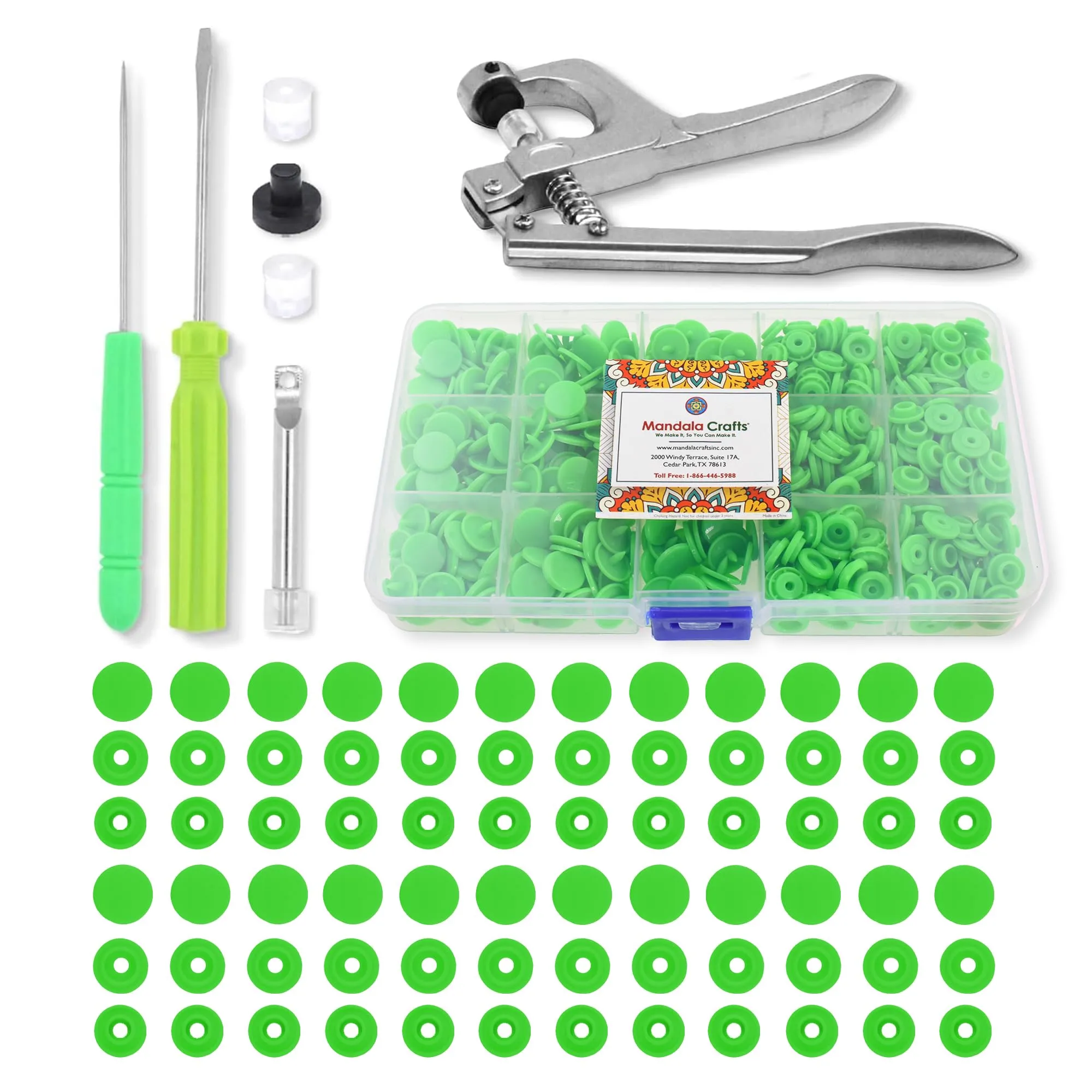 Mandala Crafts Plastic Snaps for Clothing - No-Sew Plastic Snap Buttons - Snap Button Kit - Snap Fastener Kit with Tools for Fabric Sewing Clothes