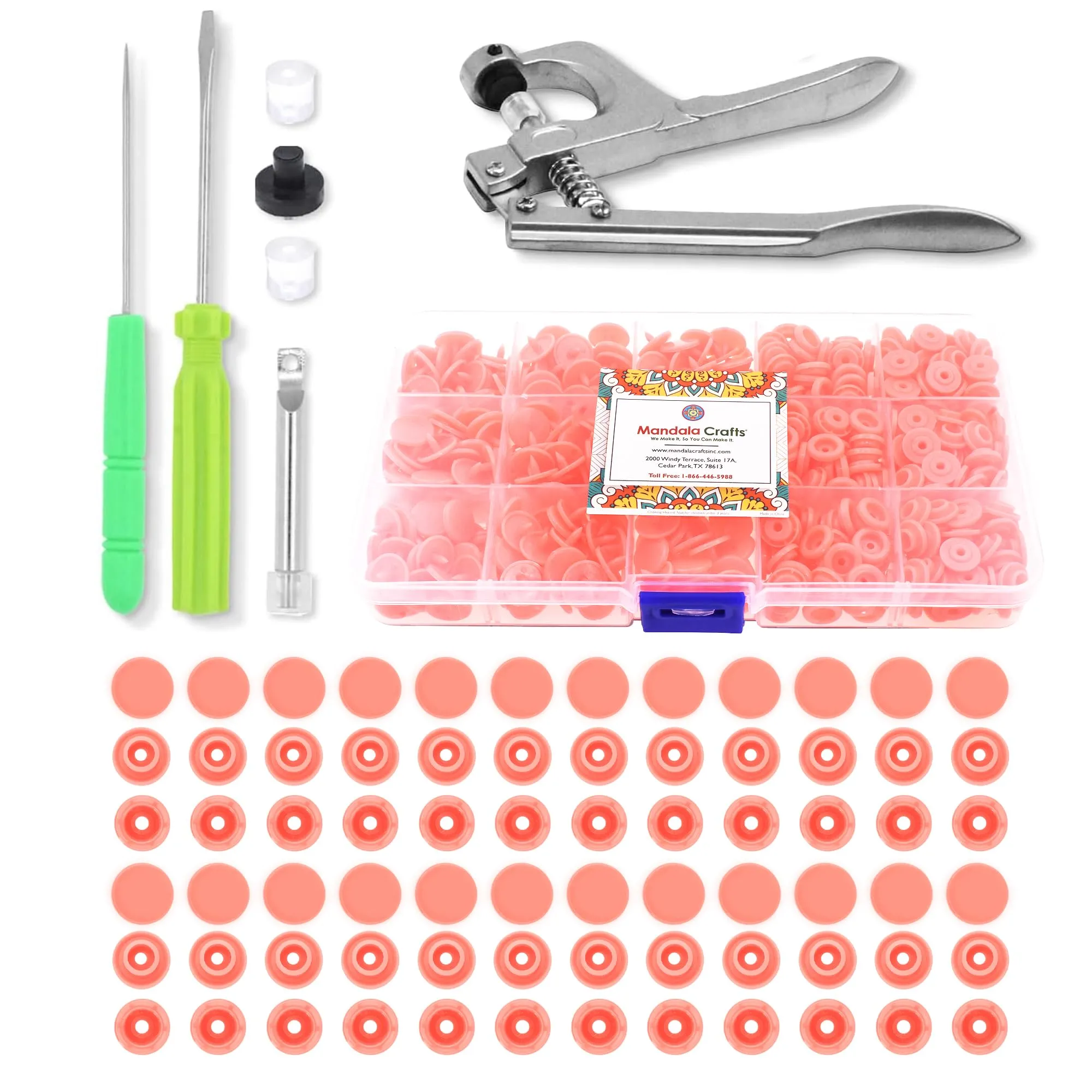 Mandala Crafts Plastic Snaps for Clothing - No-Sew Plastic Snap Buttons - Snap Button Kit - Snap Fastener Kit with Tools for Fabric Sewing Clothes