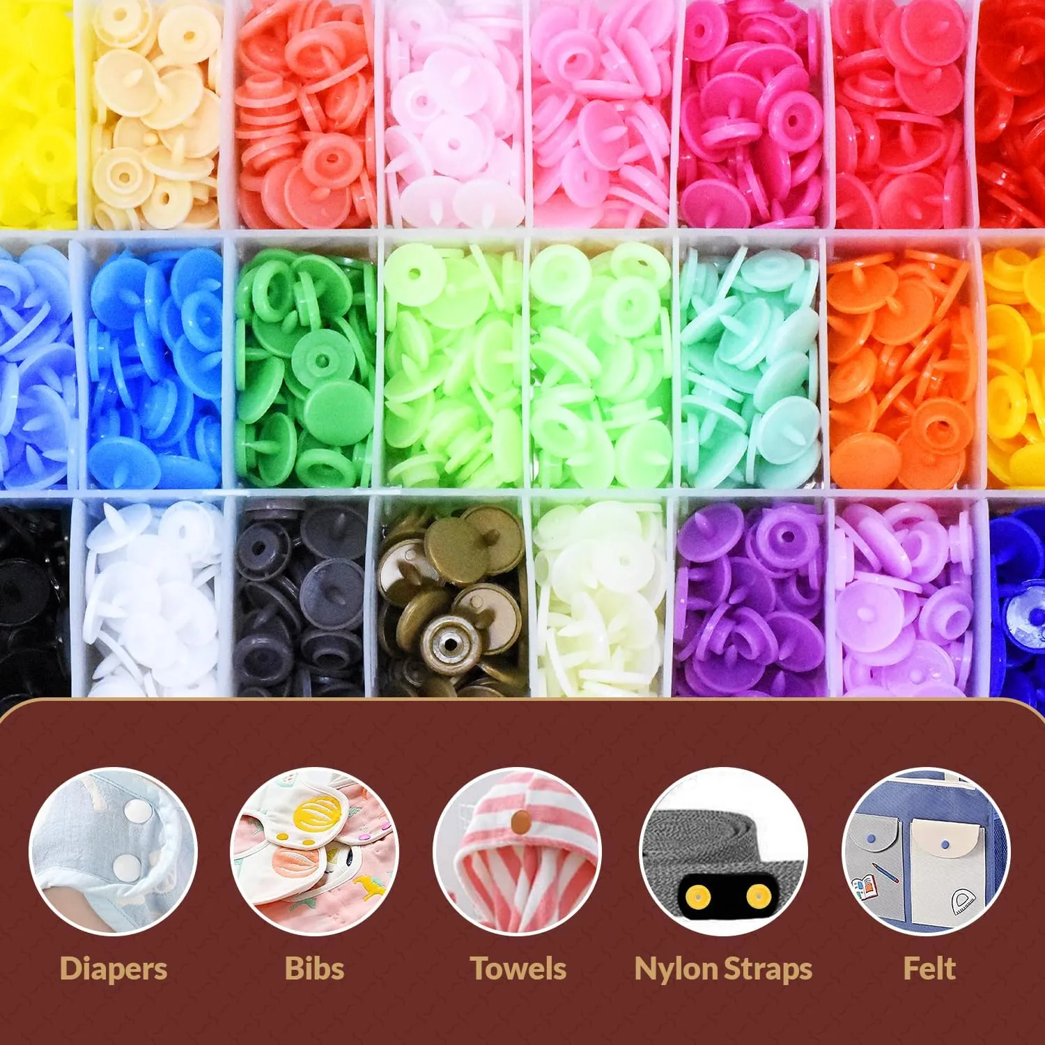 Mandala Crafts Plastic Snaps for Clothing - No-Sew Plastic Snap Buttons - Snap Button Kit - Snap Fastener Kit with Tools for Fabric Sewing Clothes