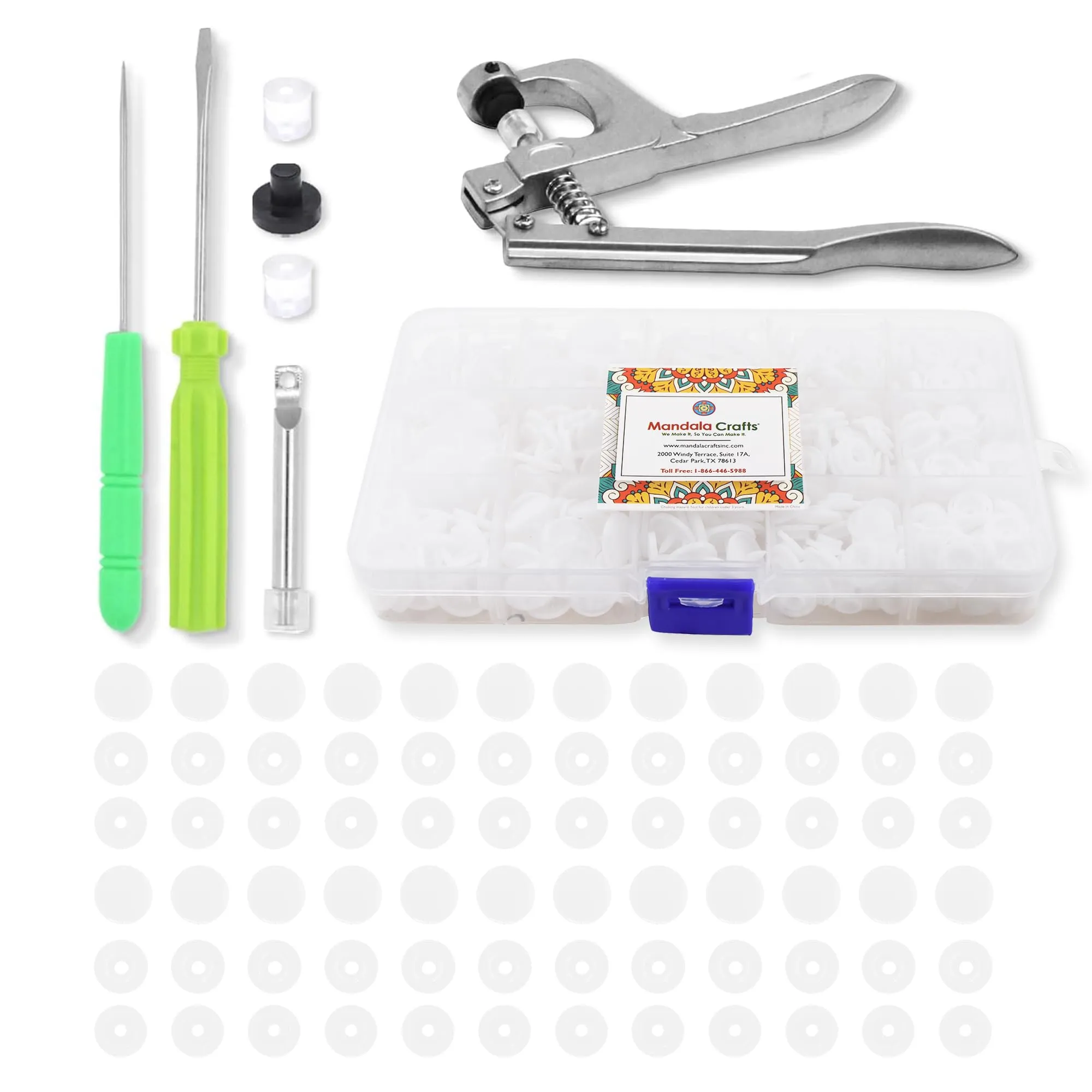 Mandala Crafts Plastic Snaps for Clothing - No-Sew Plastic Snap Buttons - Snap Button Kit - Snap Fastener Kit with Tools for Fabric Sewing Clothes