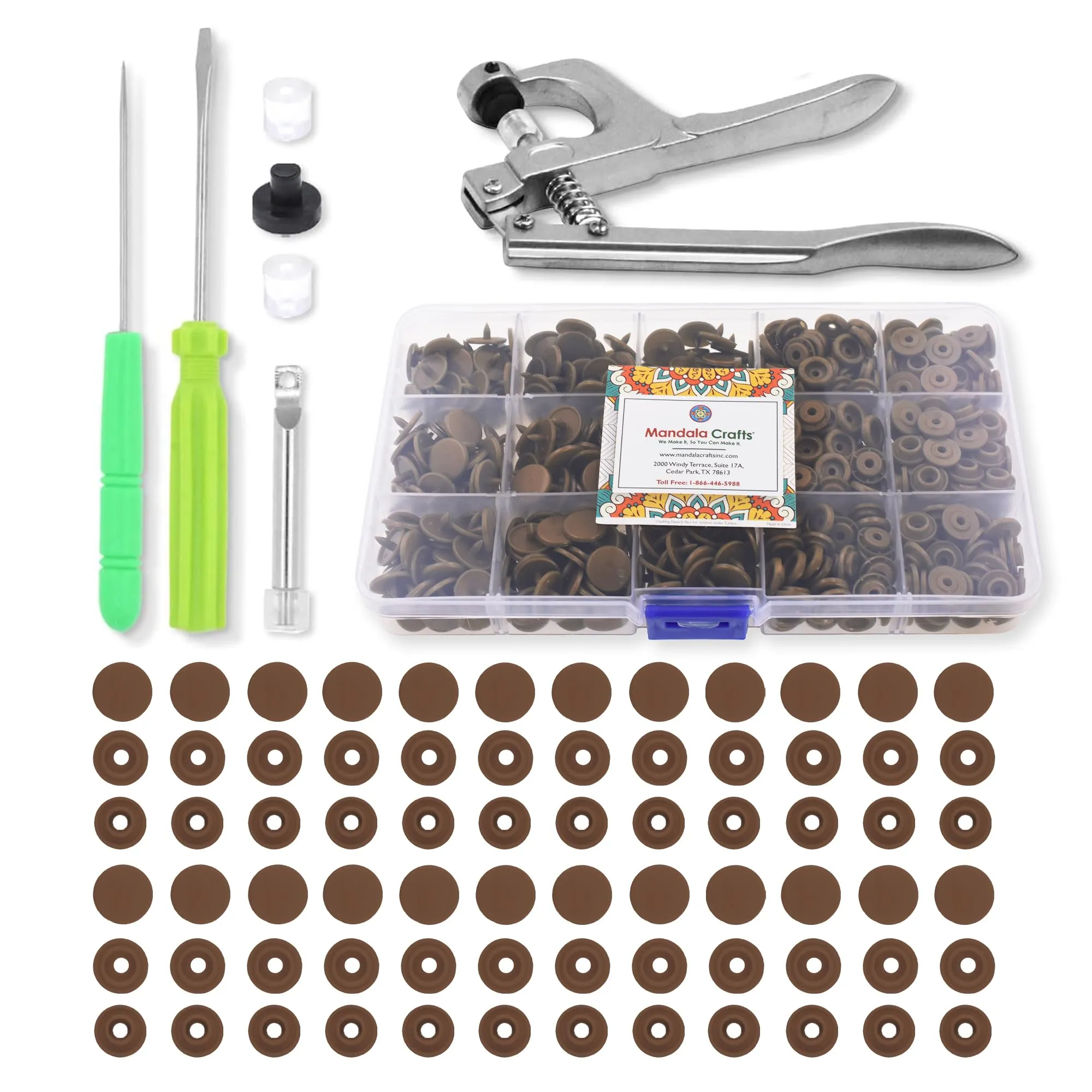 Mandala Crafts Plastic Snaps for Clothing - No-Sew Plastic Snap Buttons - Snap Button Kit - Snap Fastener Kit with Tools for Fabric Sewing Clothes