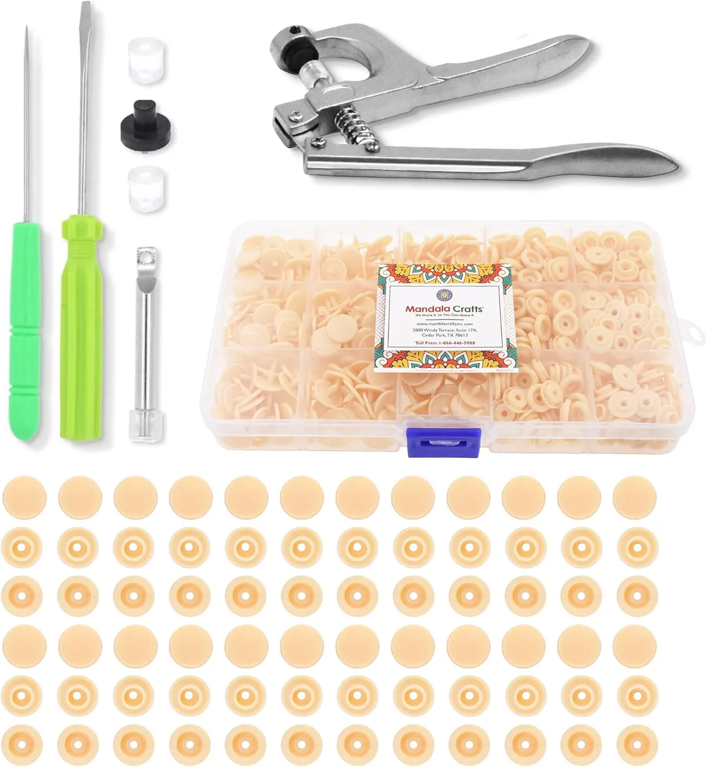 Mandala Crafts Plastic Snaps for Clothing - No-Sew Plastic Snap Buttons - Snap Button Kit - Snap Fastener Kit with Tools for Fabric Sewing Clothes
