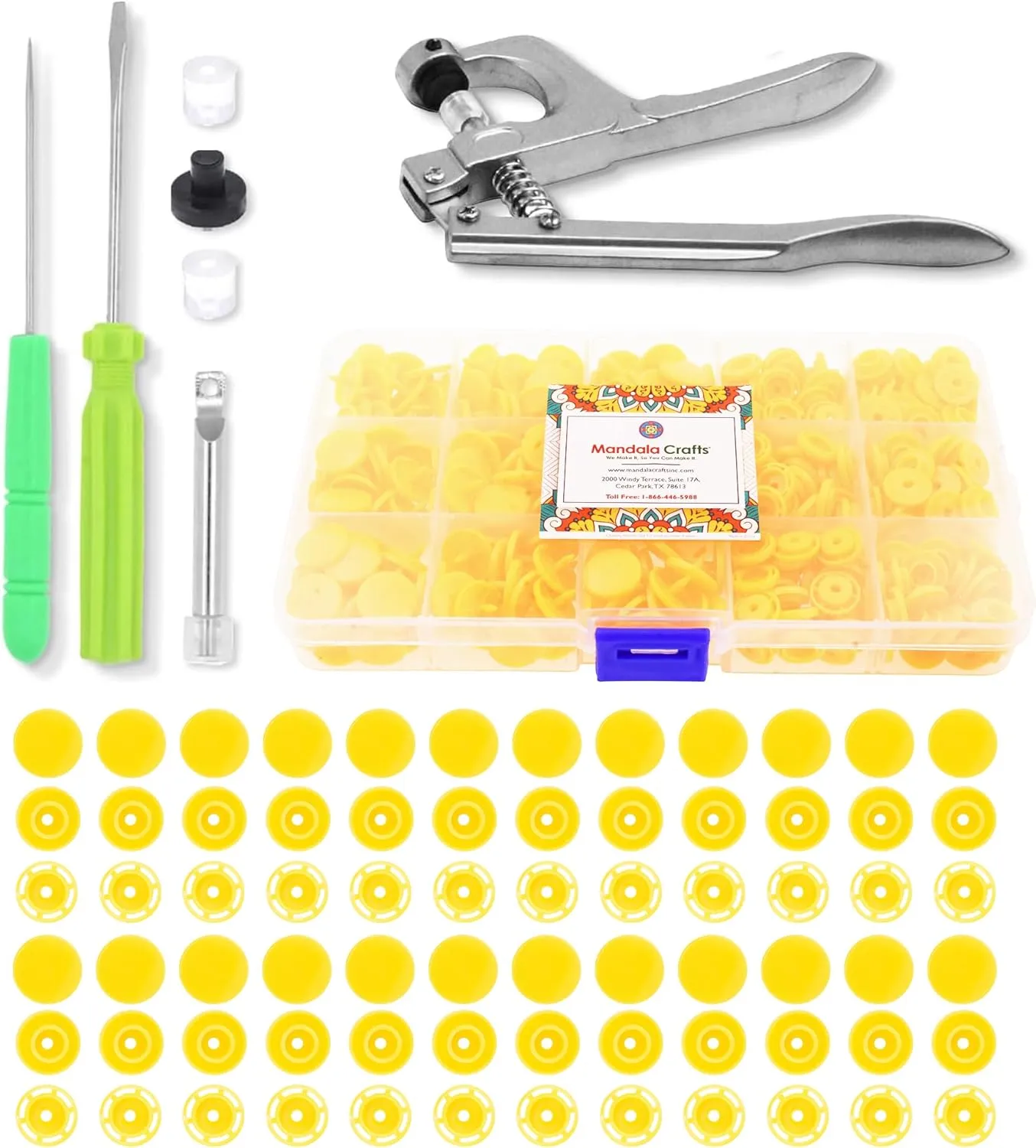 Mandala Crafts Plastic Snaps for Clothing - No-Sew Plastic Snap Buttons - Snap Button Kit - Snap Fastener Kit with Tools for Fabric Sewing Clothes