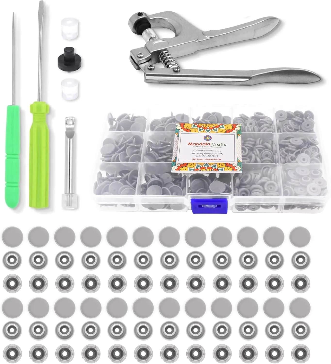 Mandala Crafts Plastic Snaps for Clothing - No-Sew Plastic Snap Buttons - Snap Button Kit - Snap Fastener Kit with Tools for Fabric Sewing Clothes