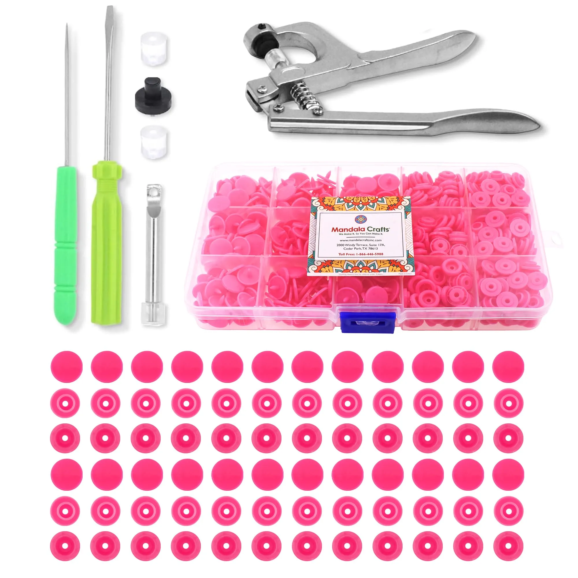 Mandala Crafts Plastic Snaps for Clothing - No-Sew Plastic Snap Buttons - Snap Button Kit - Snap Fastener Kit with Tools for Fabric Sewing Clothes