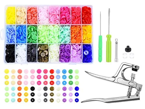 Mandala Crafts Plastic Snaps for Clothing - No-Sew Plastic Snap Buttons - Snap Button Kit - Snap Fastener Kit with Tools for Fabric Sewing Clothes
