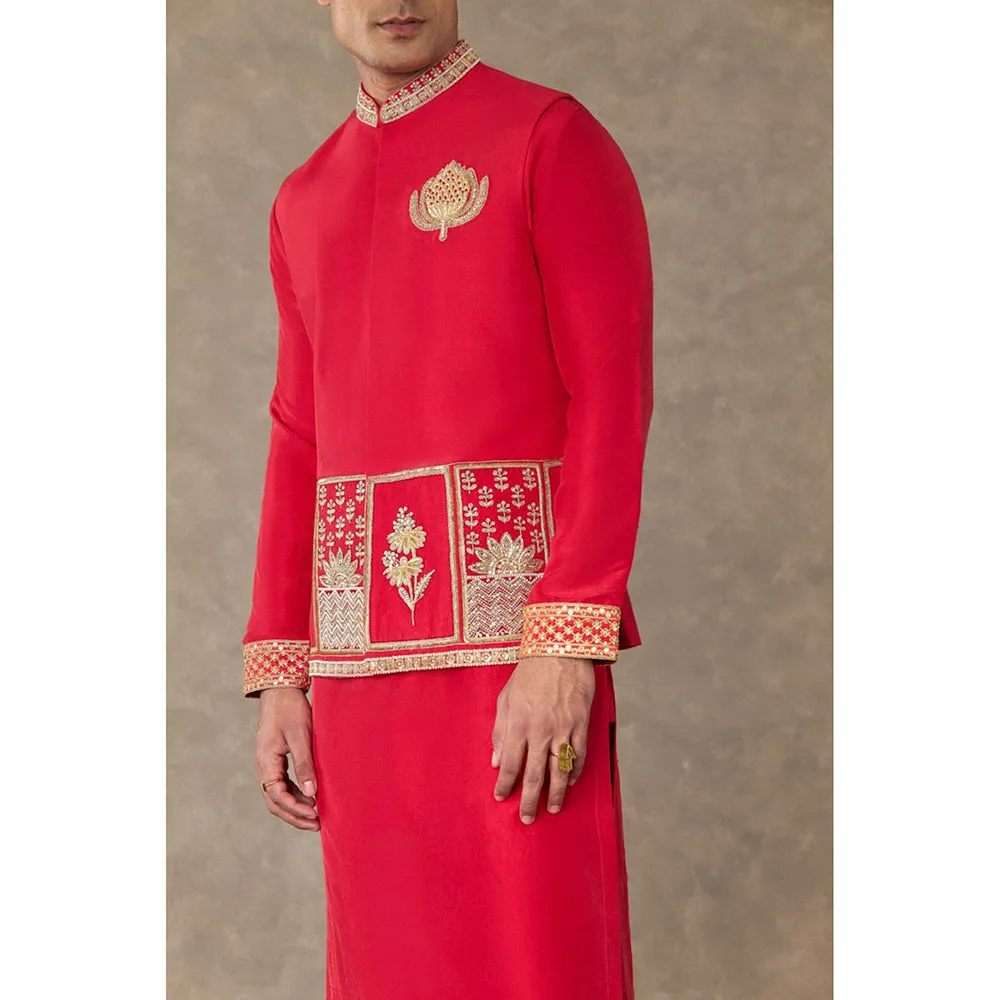 Masaba Red Anar Embroidered Nehru Jacket