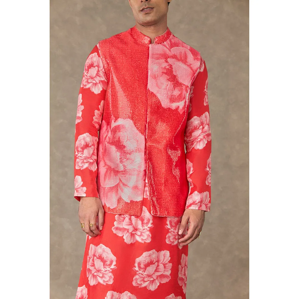Masaba Red Nurvi Sitara Floral Nehru Jacket