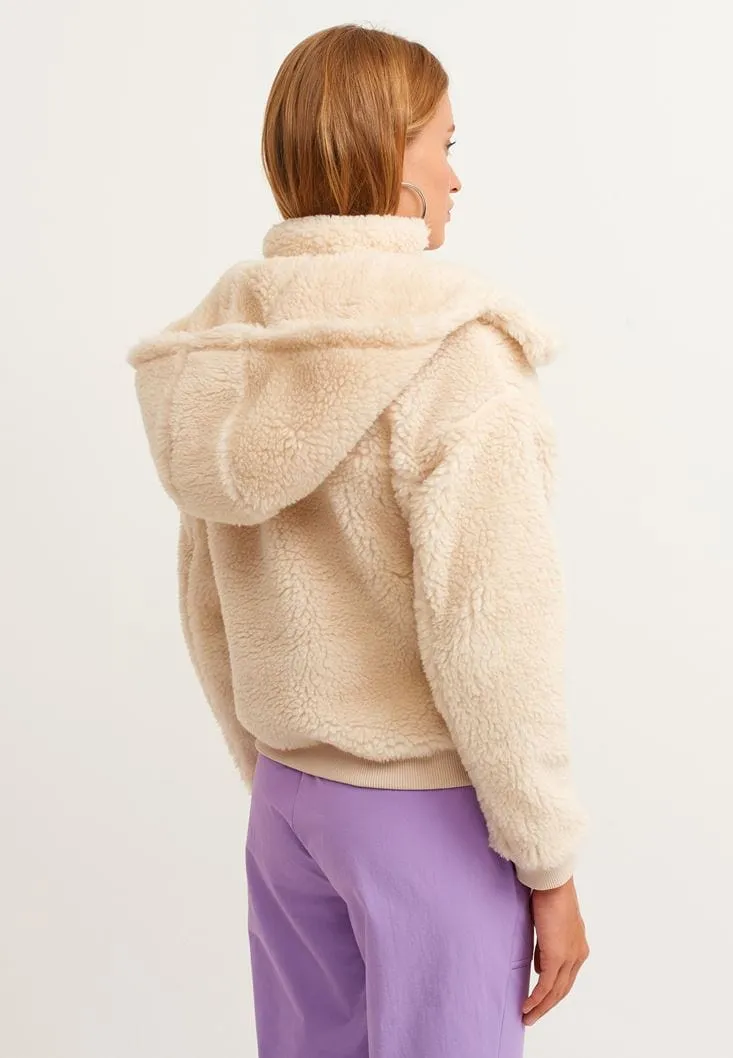 OXXO -  Hooded Vegan Fur Jacket