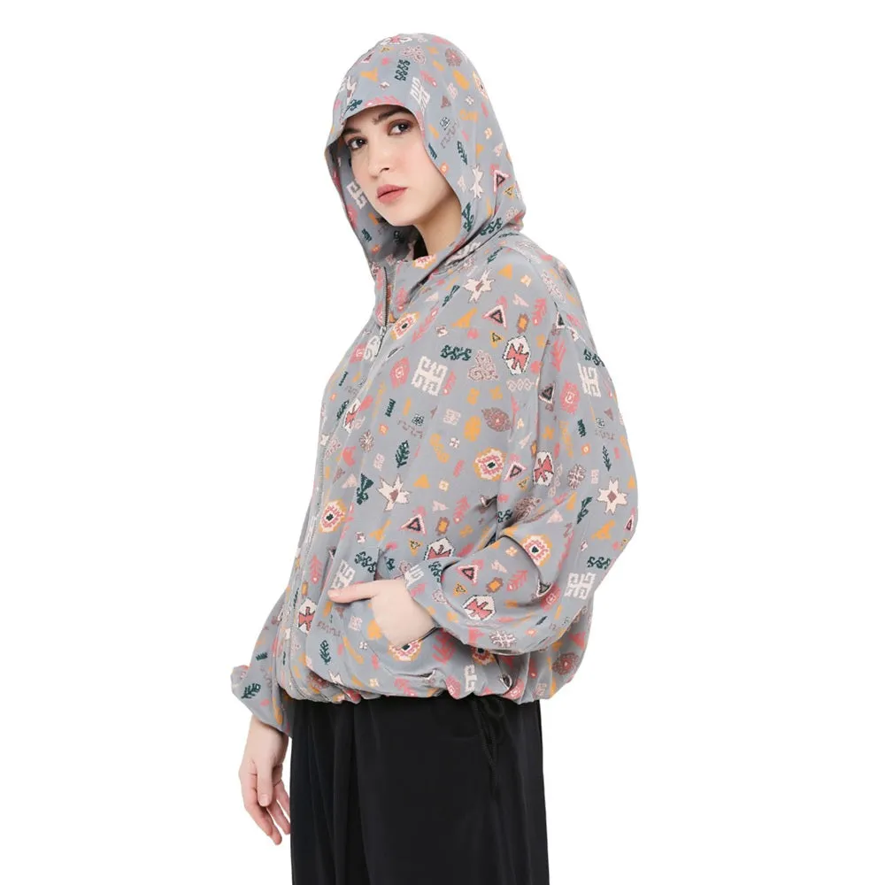 PS Pret by Payal Singhal Grey Printed Crepe Jacket For Women