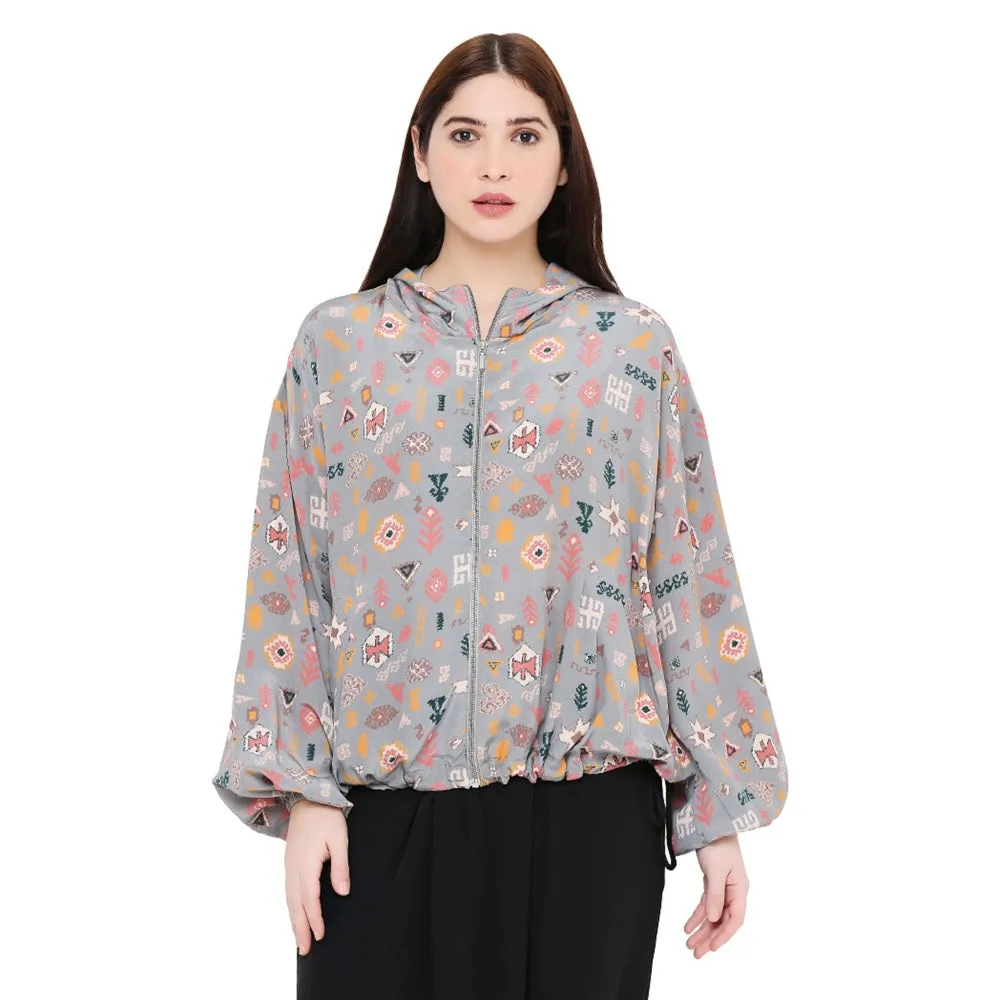 PS Pret by Payal Singhal Grey Printed Crepe Jacket For Women