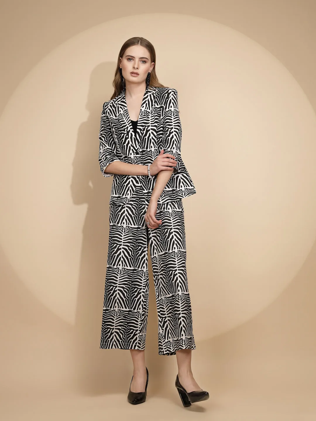 White Cotton Blend Regular Fit Coat For Women