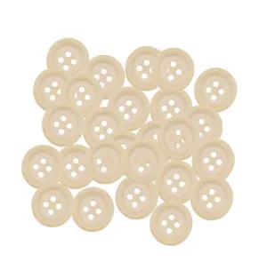 Wooden Buttons - Round Wood Buttons for Crafts Sewing Sweater by Mandala Crafts, Natural Color Bulk  1 Inch Button 4 Holes