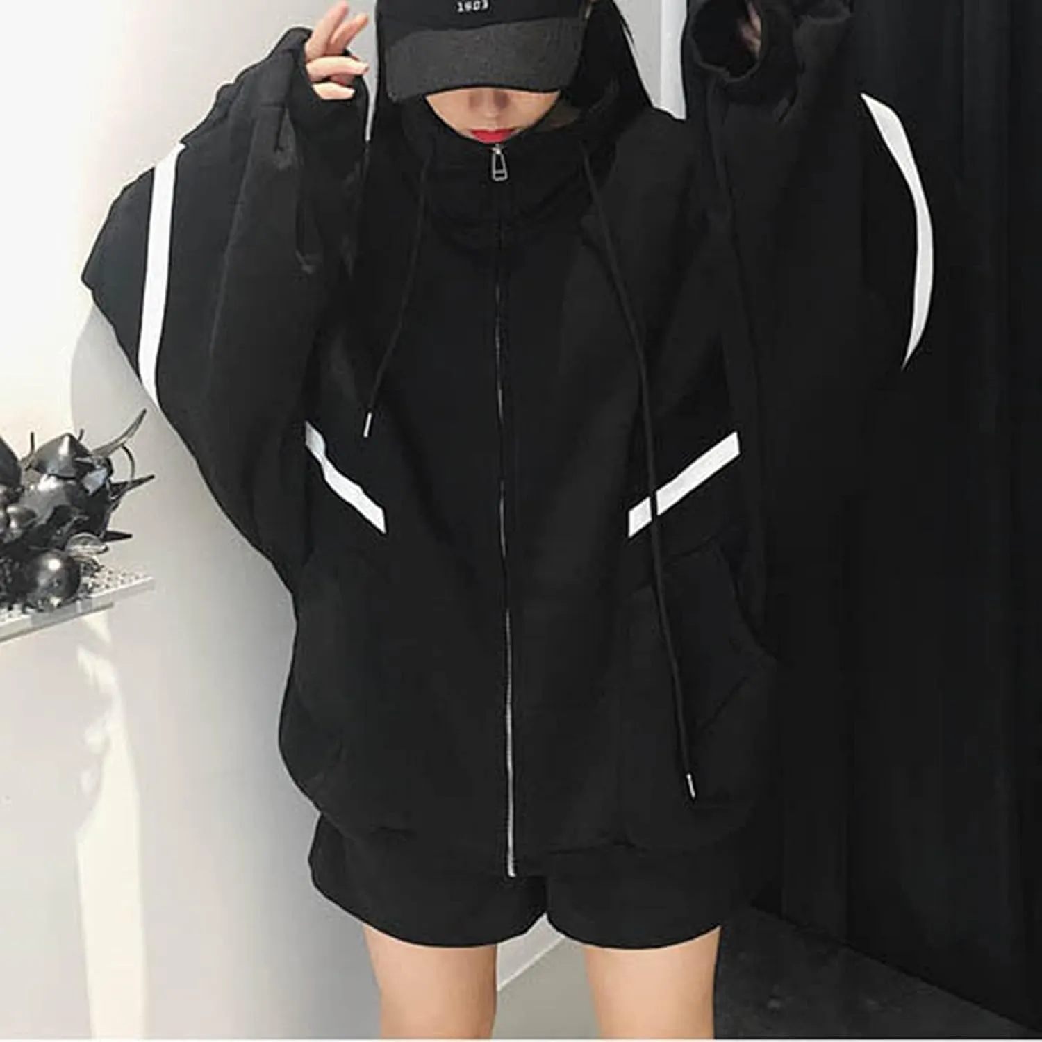 Zip Up Hoodies for Women Plus Size Oversized Aesthetic Cute Y2K Hoodies Teen Girls Trendy Baggy Sweatshirt Emo