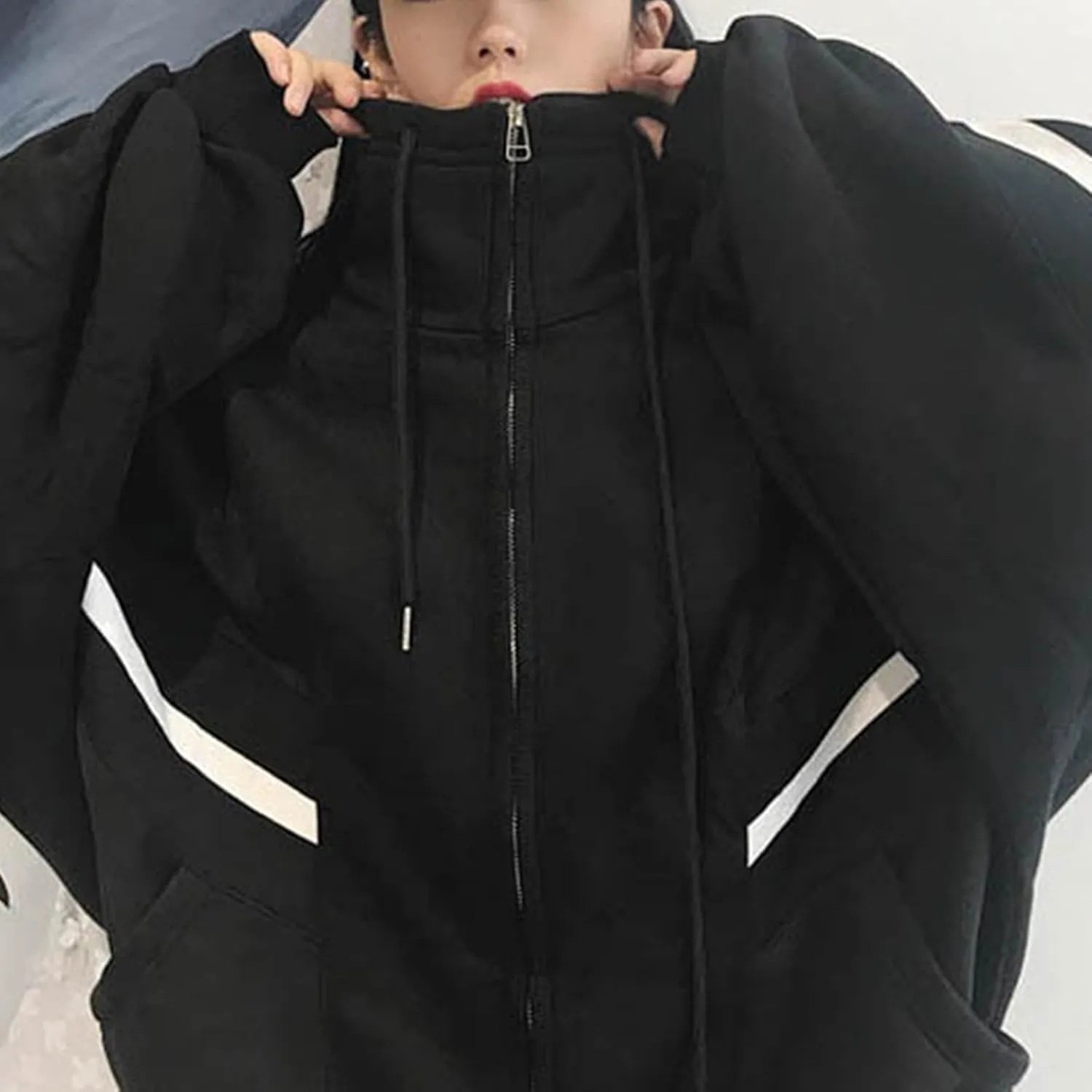 Zip Up Hoodies for Women Plus Size Oversized Aesthetic Cute Y2K Hoodies Teen Girls Trendy Baggy Sweatshirt Emo